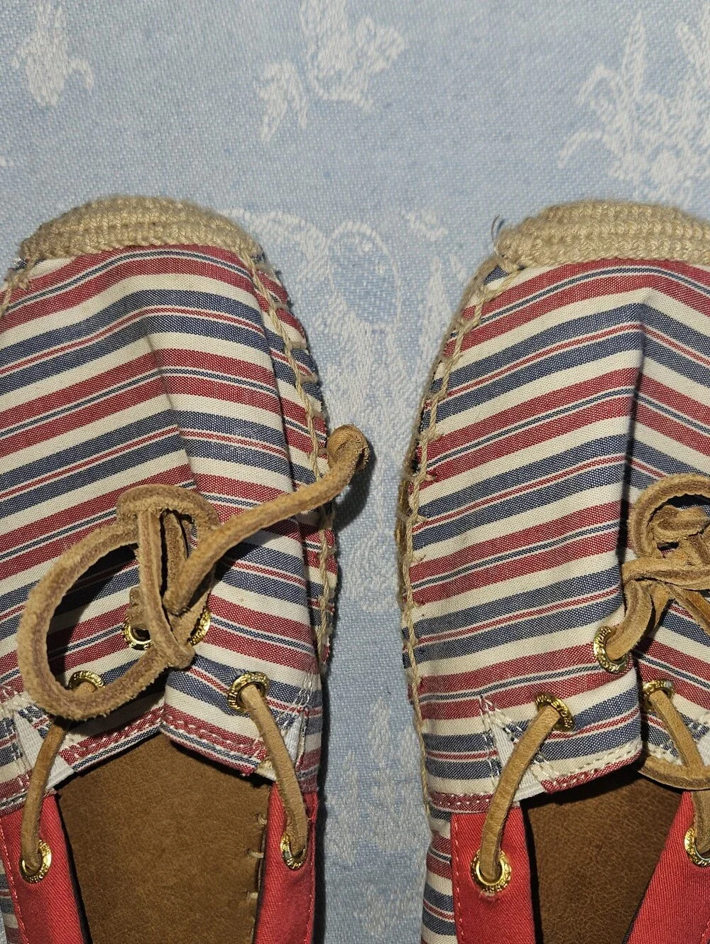Sperry Top-Sider Women's Katama Slip-Ons, Red/Blue Stripe, Size 8.5M